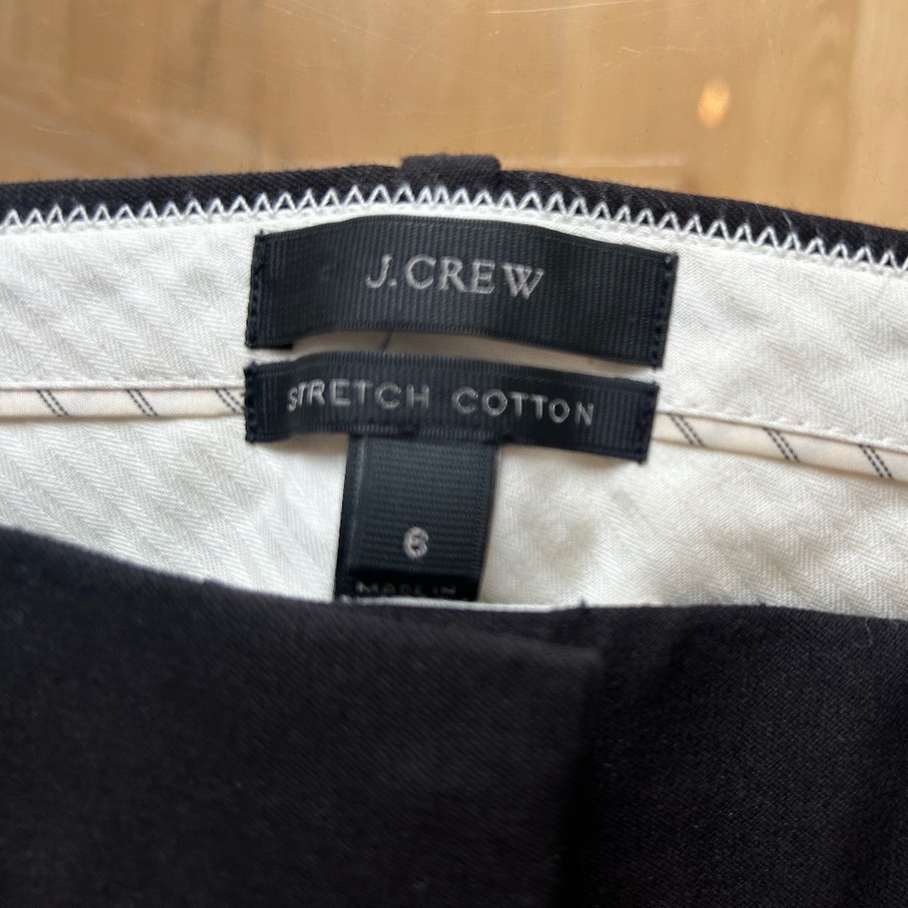 J Crew - Size 6 -Stretch Cotton- Black -Women's Pants- Flat Front - Picture 3 of 4